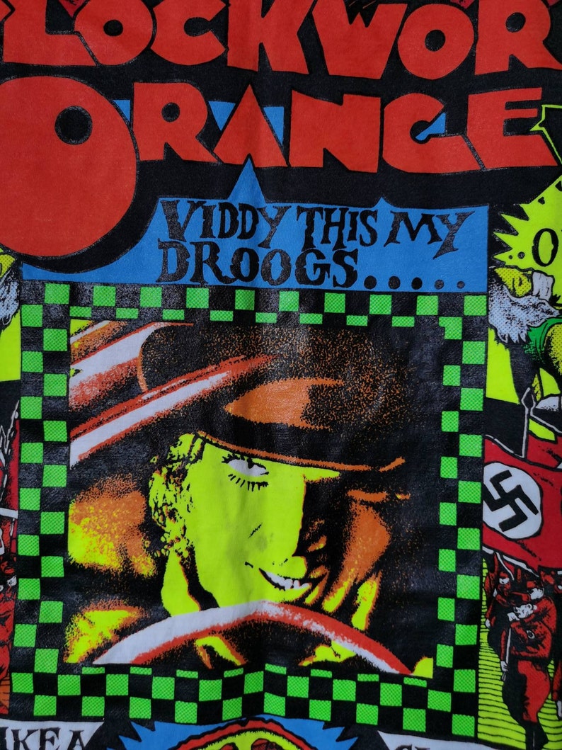 Rzadka koszulka z lat 80. z filmu Clockwork Orange Stanley Kubrick Kryminał Horror Kultowy film zdjęcie 4