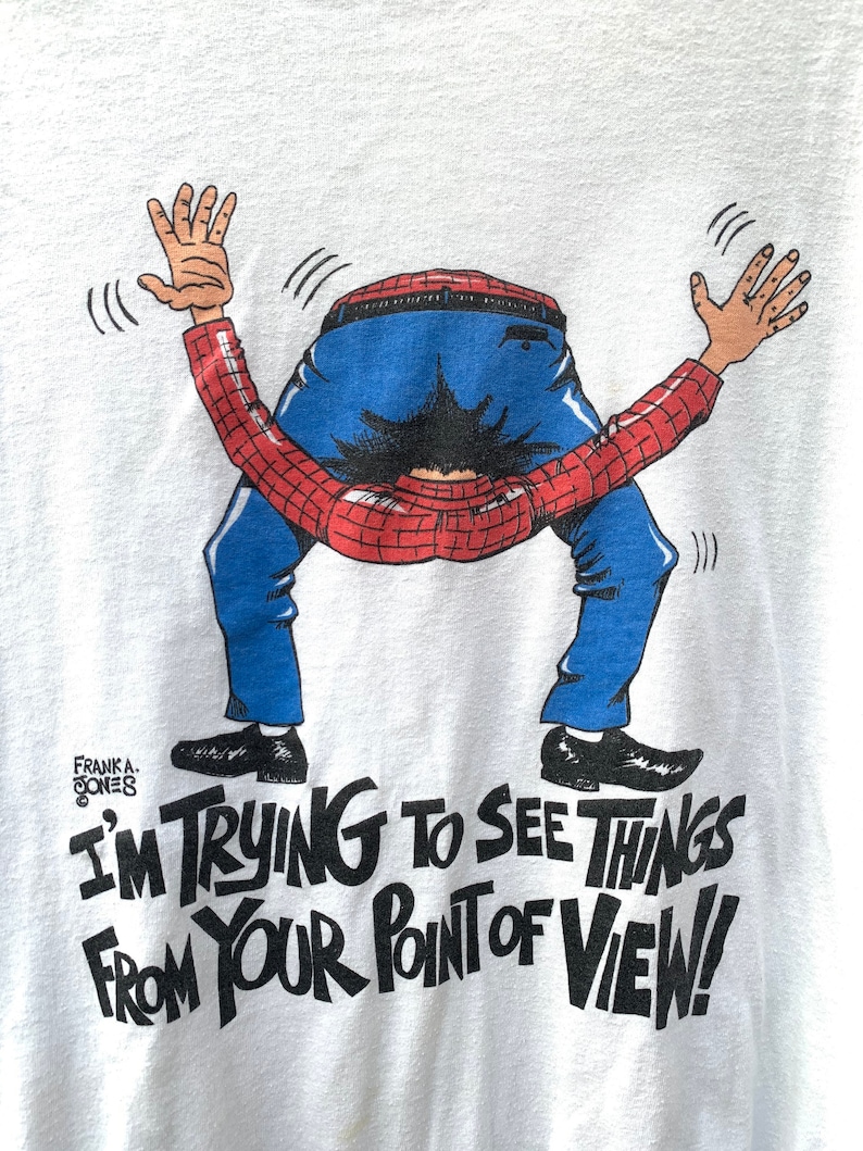 Vintage 80\u2019s Frank a Jones artwork I\u2019m Trying To See Things From Your Point Of View T shirt Size L frank jones jasper johns pollock
