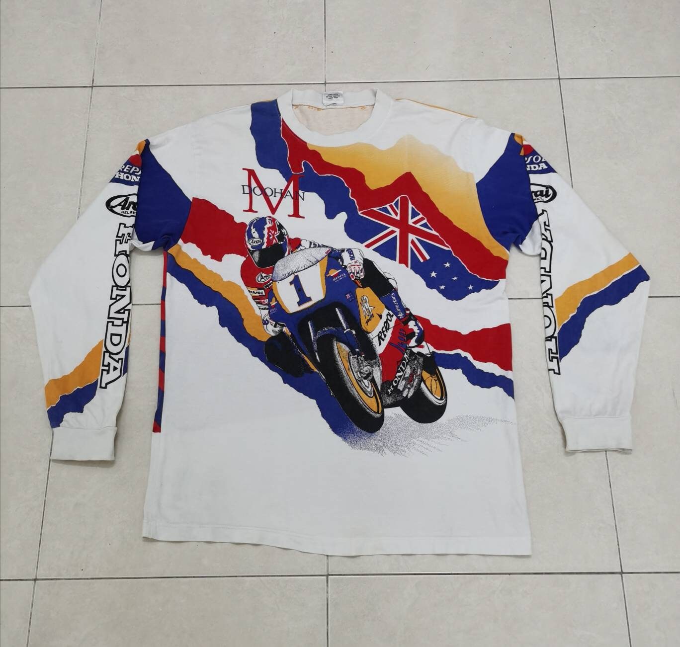Vintage 1990 s Mick Doohan Team Repsol Honda Long Sleeve T Shirt