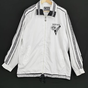 Vintage 1990&#39;s Gianni Versace Medusa Embroidered Logo Windbreaker Casual Jacket Size L