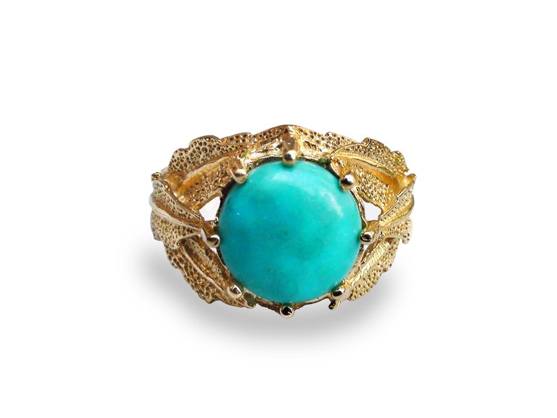 Handcrafted Turquoise Ring in 18k Gold Vermeil image 1