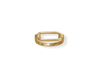 Gold Paperclip Ring, Stackable Ring, Gold Plated Sterling Silver, Rhrodium plated Ring