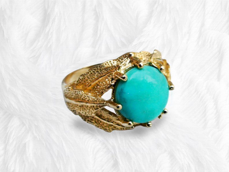 Handcrafted Turquoise Ring in 18k Gold Vermeil image 3