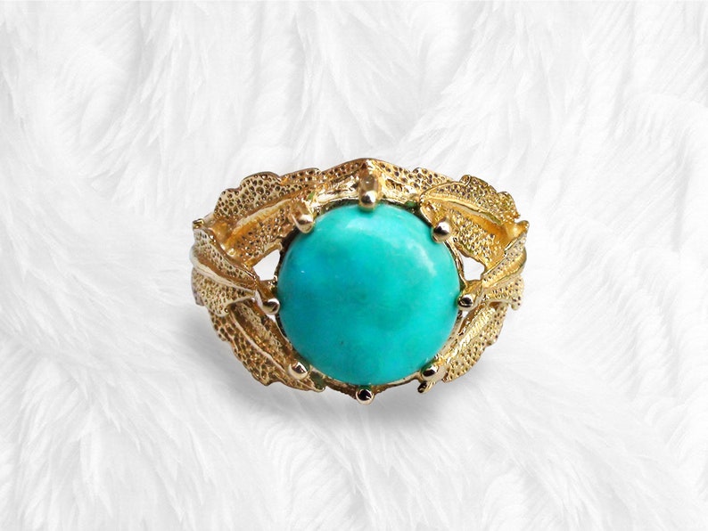 Handcrafted Turquoise Ring in 18k Gold Vermeil image 5