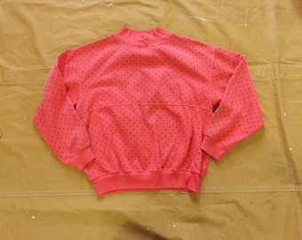 Medium 80s Polka Dot Sweatshirt / Pink, Henley Button Neck, Trend Basics, 1980s 1990s 90s