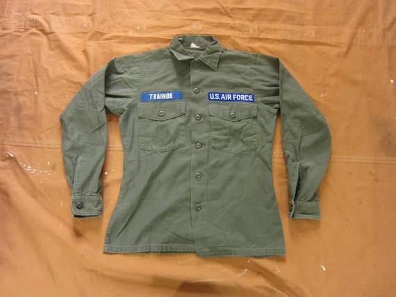 Small 70s US Air Force OG 107 Cotton Field Shirt /
