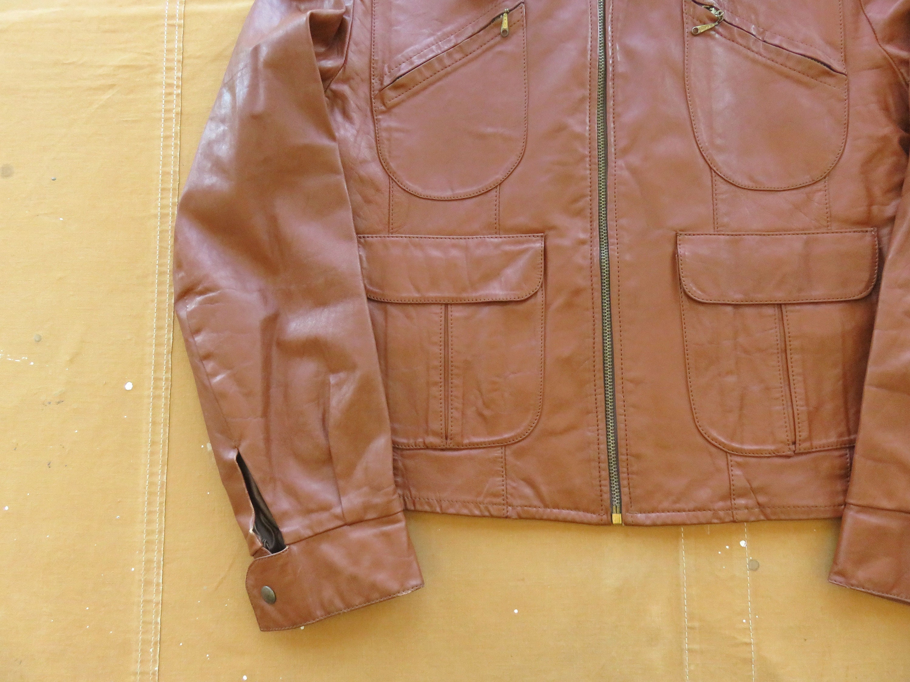 Medium 70s Wellington Leather Brown Leather Jacket / Hippie