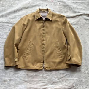 Medium 50s Mustard Yellow Gabardine Twill Jacket / 1950s Cropped Gab Twill Ricky Jacket