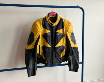 Vintage 2000's Black Leather Motocross Jacket - Medium - Etsy