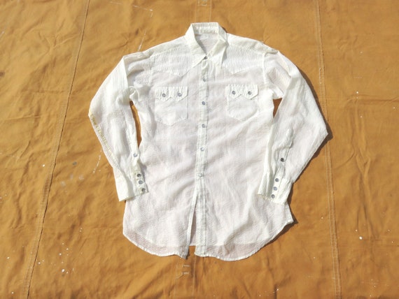 Small 50s Sheer Western Pearl Snap 