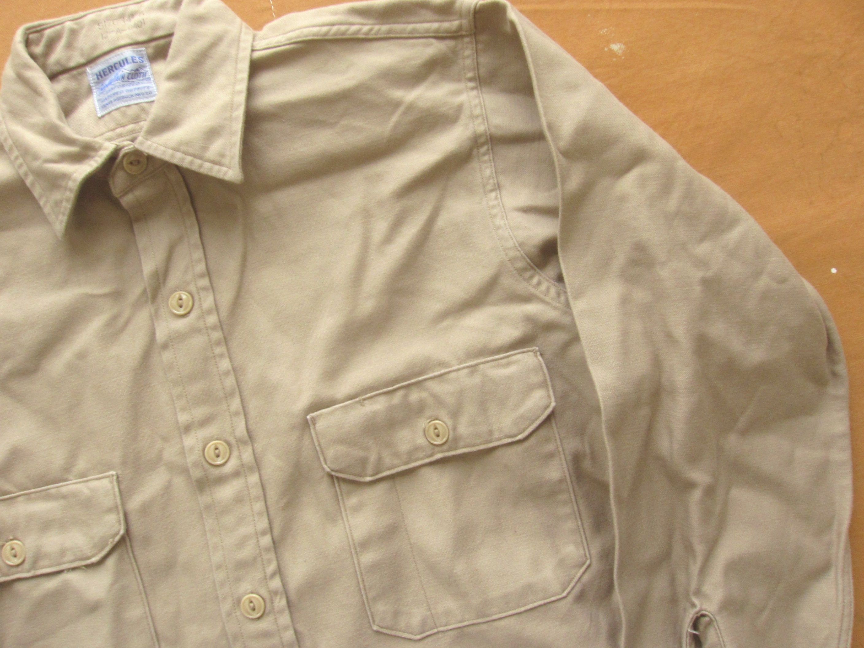 Small 50s Hercules Khaki Mountain Cloth Work Shirt / 1950s Small 50s Hercules Khaki Mountain Cloth Work Shirt / 1950s