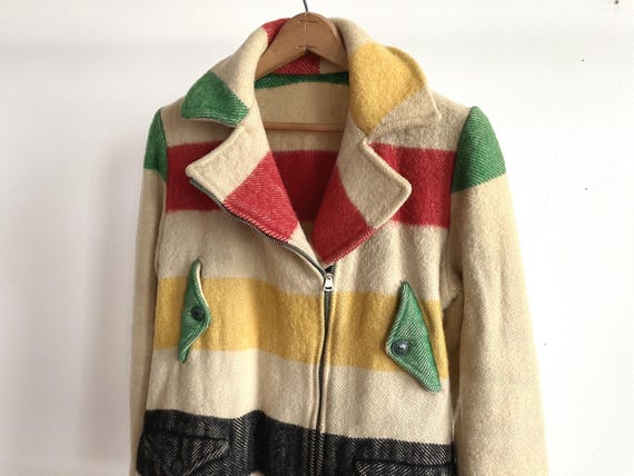 XS 30s Hudson's Bay Women's Wool Blanket Coat / P… - image 2