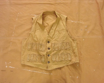 Medium 50s Hunting Vest / Brown Duck Canvas, 1950s 1960s 60s, Shell Holder, Button Down Vest