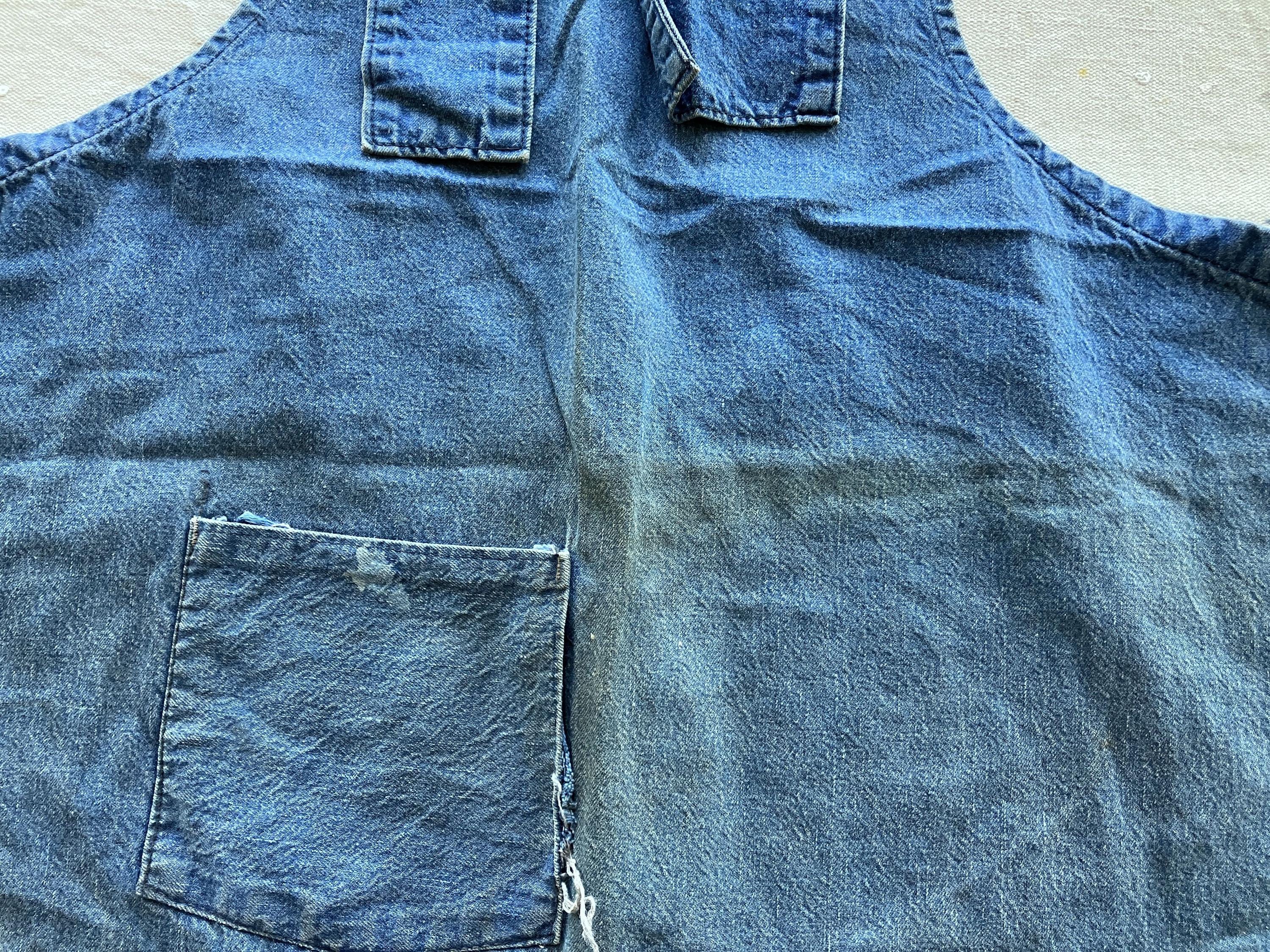 Vintage 50s Denim Work Apron / Selvedge Denim 1940s 1950s