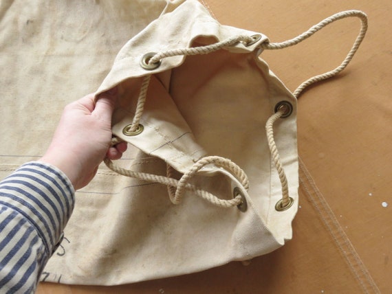 Vintage 40s US Navy Sea Bag Canvas Duffel / Named… - image 9