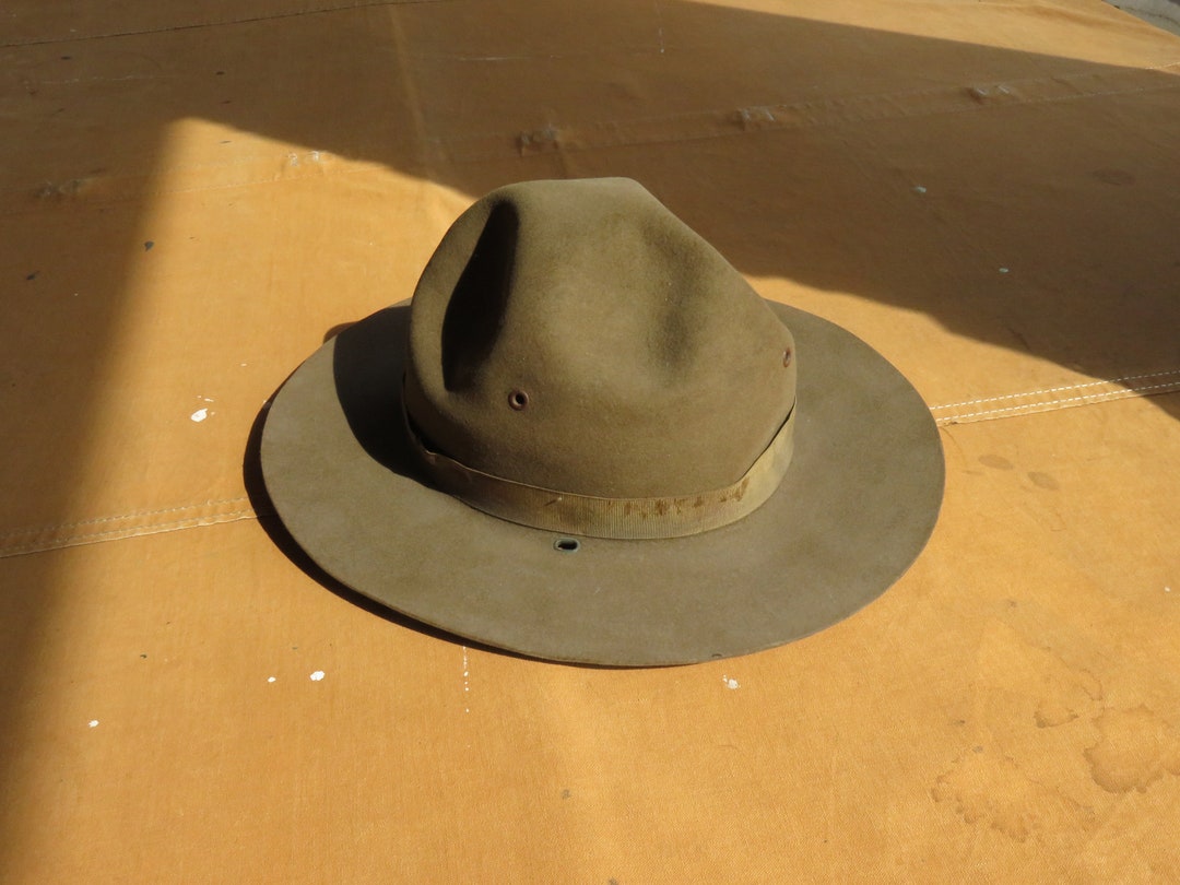 Antique WWI John B Stetson Campaign Hat 1910s Full Brim Army Military  Beaver Hat