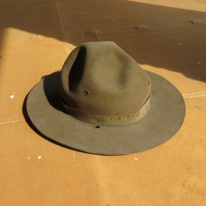 Antique WWI John B Stetson Campaign Hat / 1910s Full Brim Army Military Beaver Hat 1