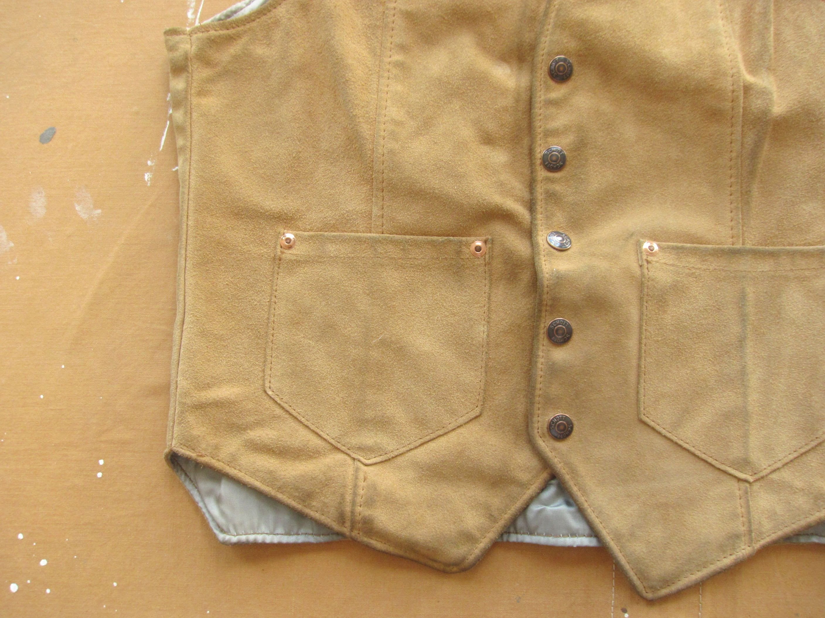Small 70s Schott Suede Rancher Western Vest / Trucker Style
