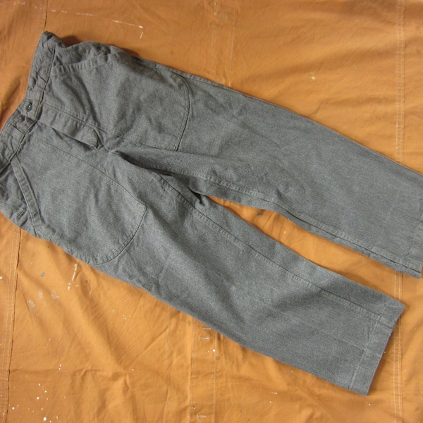 Medium / Large Salt & Pepper Denim Work Trousers / Wide Leg Jeans, Swiss Army, Switzerland, Military Pants, 34 35 36 Welders