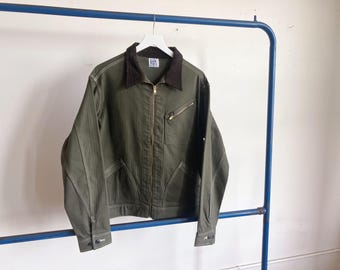 Large Lee 91-B Herringbone Twill Work Jacket / Modern Reproduction Cropped Green