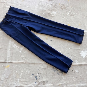 29 x 32 1900s Wool Buckleback Military Uniform Trousers / Heavy Blue Wool Felt Distressed Antique Early 1900s Men&#39;s Trousers