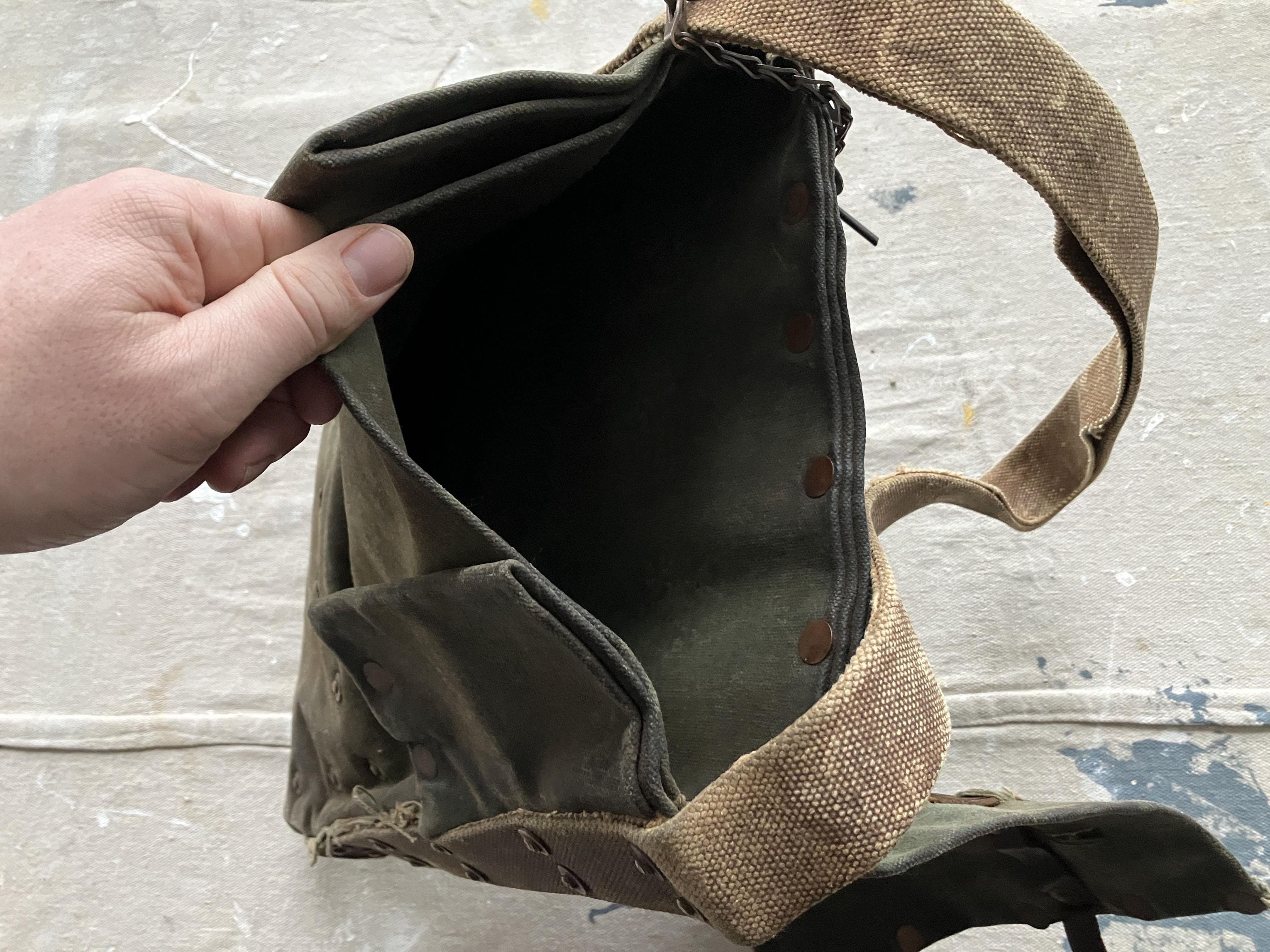 Vintage 40s / 50s Waxed Canvas Utility Tote Tool Bag / Green