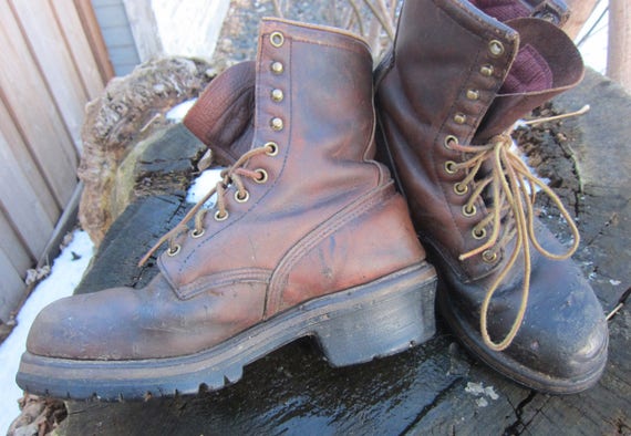 red wing steel toe logger boots