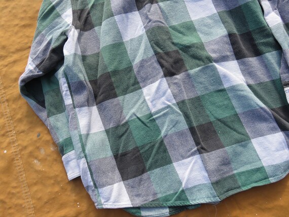 XL 80s Dickies Cotton Flannel Shirt / Green Black… - image 10