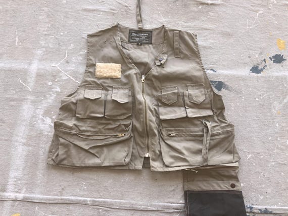 Gilet De Pêche à La Mouche Vintage 'Ideal' Taille M - Toile Vert Armée Avec Poches, Occasion
