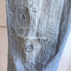 XL / XXL 90s Thrashed Dickies Coveralls / Herringbone Twill Striped Denim Mechanics Mended Jumpsuit image 9
