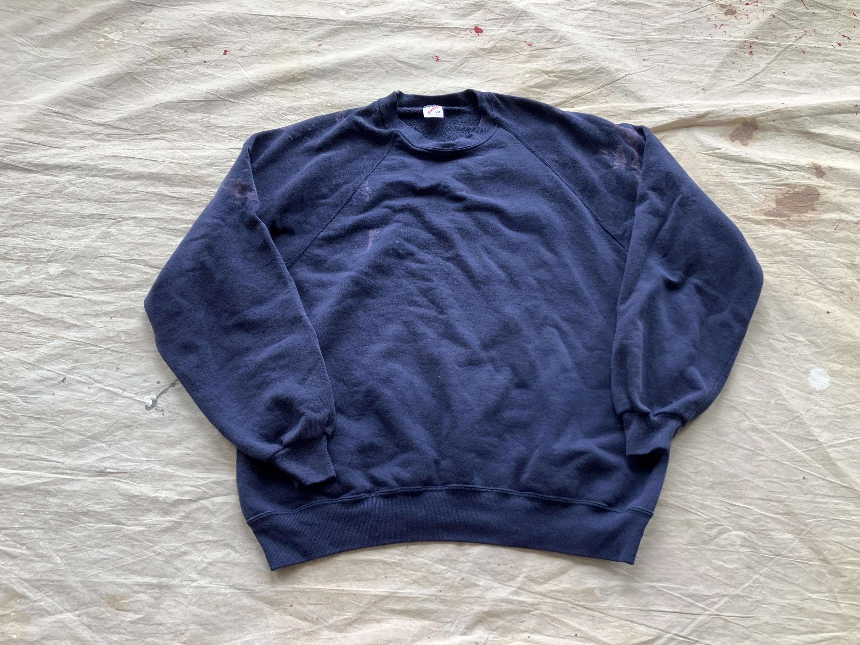 Large / XL 80s / 90s Faded Navy Blue Crew Neck Sweatshirt / 1990s 