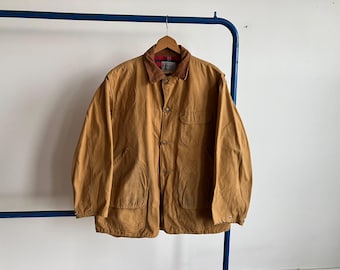 Large 60s Canvas Hunting Jacket / Distressed Barn Chore Coat