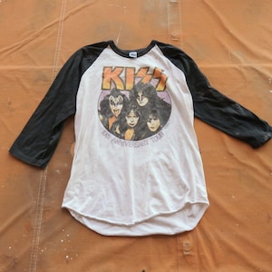 Large / XL 80s Kiss 10th Anniversary Tour Jersey T-shirt / 1983
