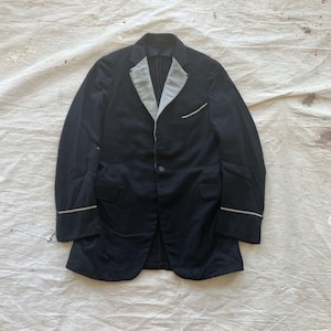 XS  Small 20s Men's Tuxedo Jacket / White Silk Lapels Black Formal Suit 1910s 1920s Size 36