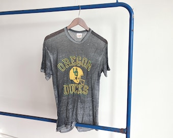 Medium 80s Ultra Sheer Trashed Frayed Oregon Ducks T-shirt / See Through Paper Thin 1980s