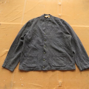 Medium / Large 50s Distressed Grey Wool Cardigan Sweater / Jantzen 1950s 1960s Holes Frayed