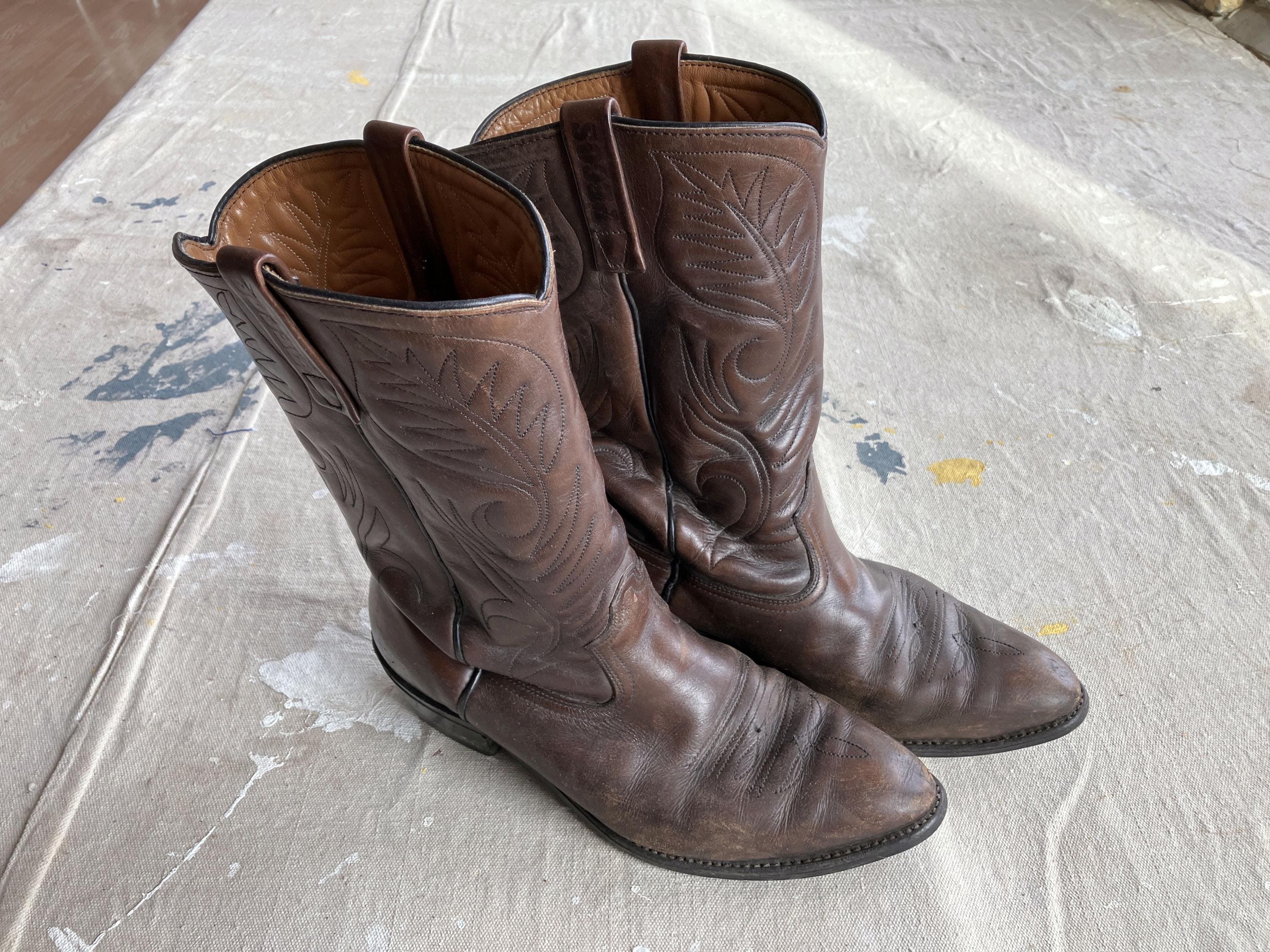 Men's 10 1980s Red Wing Pecos Cowboy Boots / Brown Leather Quilted
