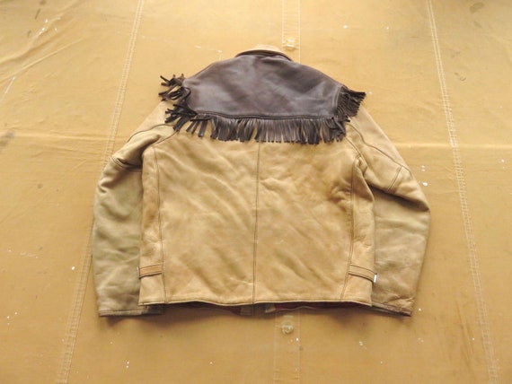 Medium 50s / 60s Two Tone Buckskin Leather Fringe… - image 9