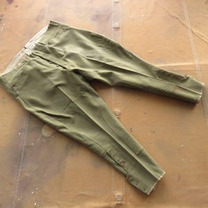 XL / 40 Waist Antique Riding Equestrian Pants / Jodhpurs Breeches UA Army Private Purchase 1910s 1900s Green Wool Twill Crop