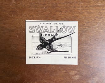 Antique 1920s Original Pen & Ink Advertising Drawing Swallow Blackbird Flour Packaging Design