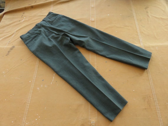 34 x 31 50s / 60s Wool Whipcord Pants / Green For… - image 7