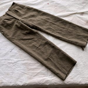 32 x 31 40s European Army Wool Uniform Trousers / 1940s Mens Green Wool Uniform Pants Military WW2 WWII Button Fly