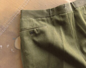 希少 40s~ Wool Slacks Personal Order Lot 40s Vintage WW2 Swiss Army Green Wool Military Brass