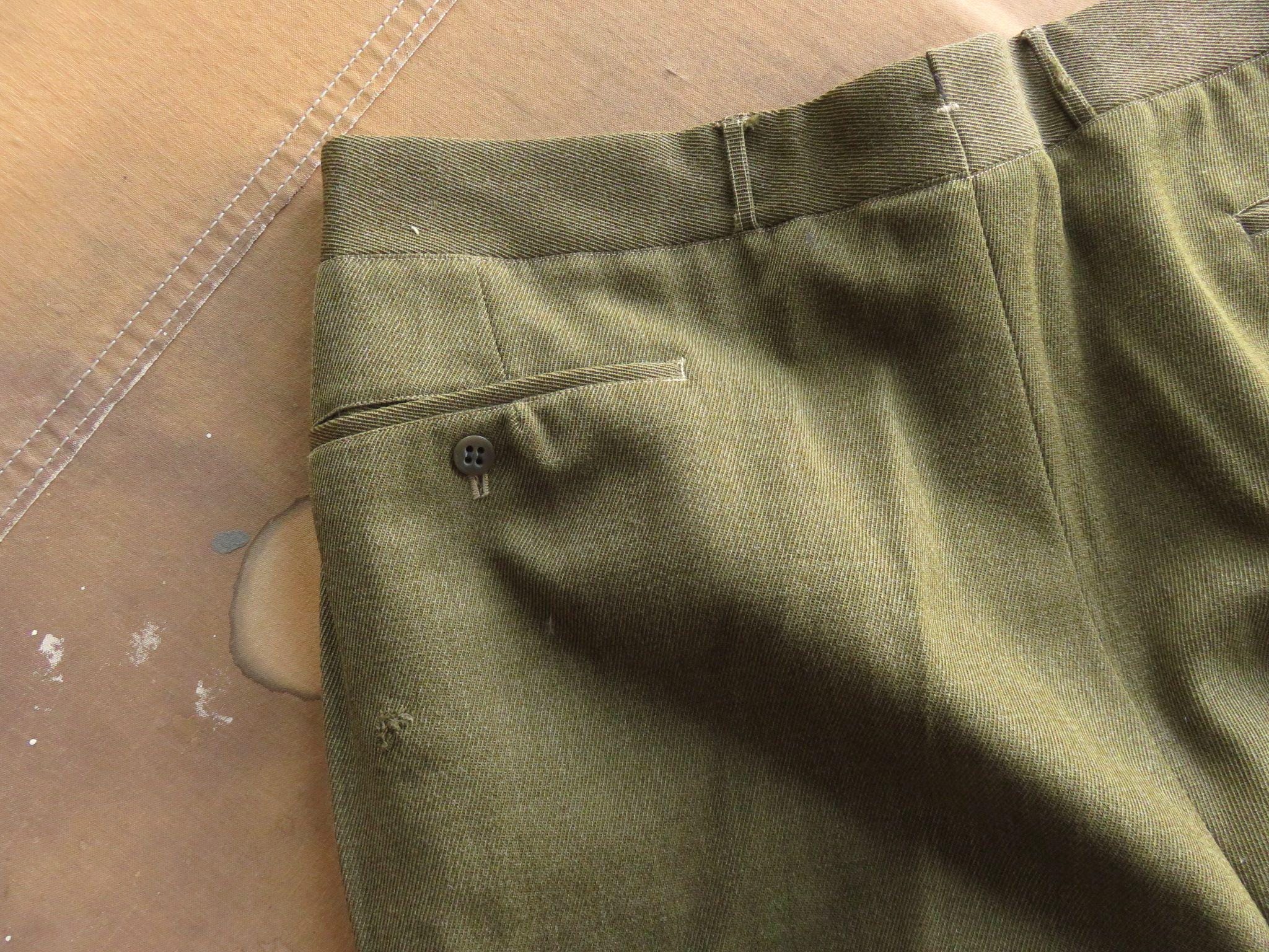 パンツ 40s 50s euro Whipcord Trousers 38 X 30 40s Whipcord Wool Pants / Green Wool Twill 1940s
