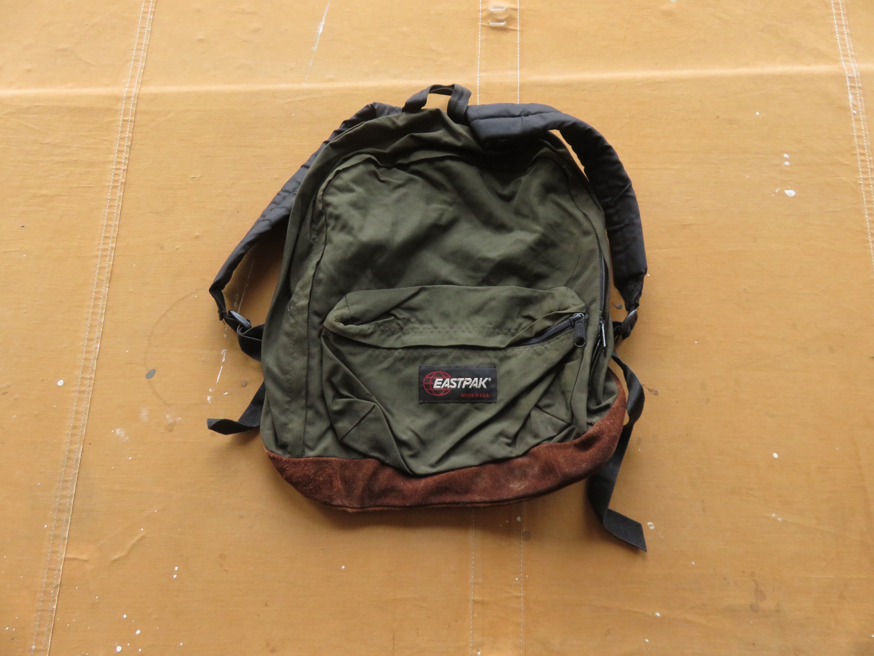 Vintage 90s Brown Leather Bottom Backpack Eastpak Made in USA 1990s Etsy