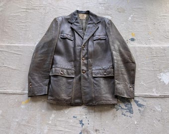 Size M Vintage Men's 1940s Sportclad Horsehide Brown Leather Full