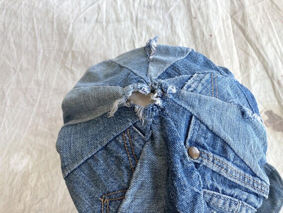 Small / Medium 70s Handmade Denim Patchwork Hat /… - image 3