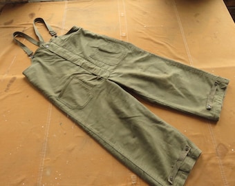 Medium Short 40s / 50s US Navy Cold Weather Deck Overalls / Bibs Coveralls Wool Lined 1940s 1950s USN Military