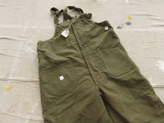 Large 50s US Navy Deck Bib Overalls / Insulated Wool Lined