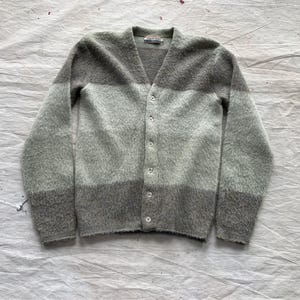 XS 60s Mohair Cardigan Sweater / Shaggy Gray Robert Bruce
